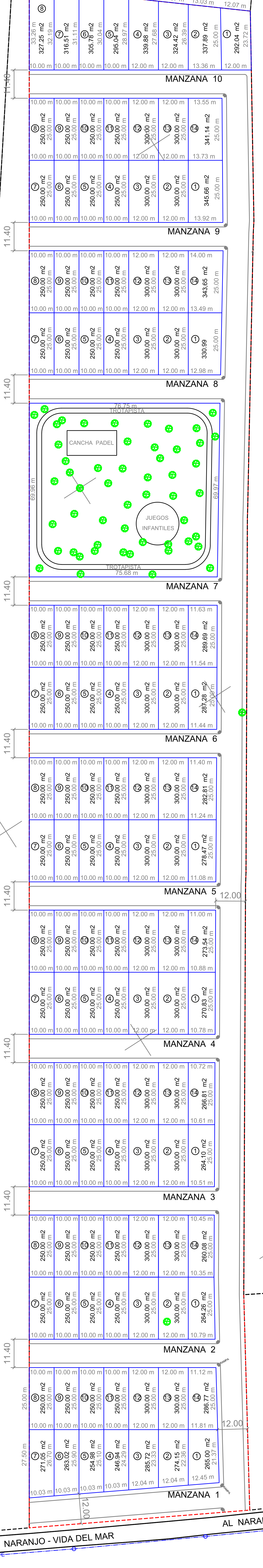 Plano de lotificación Bosques del Naranjo